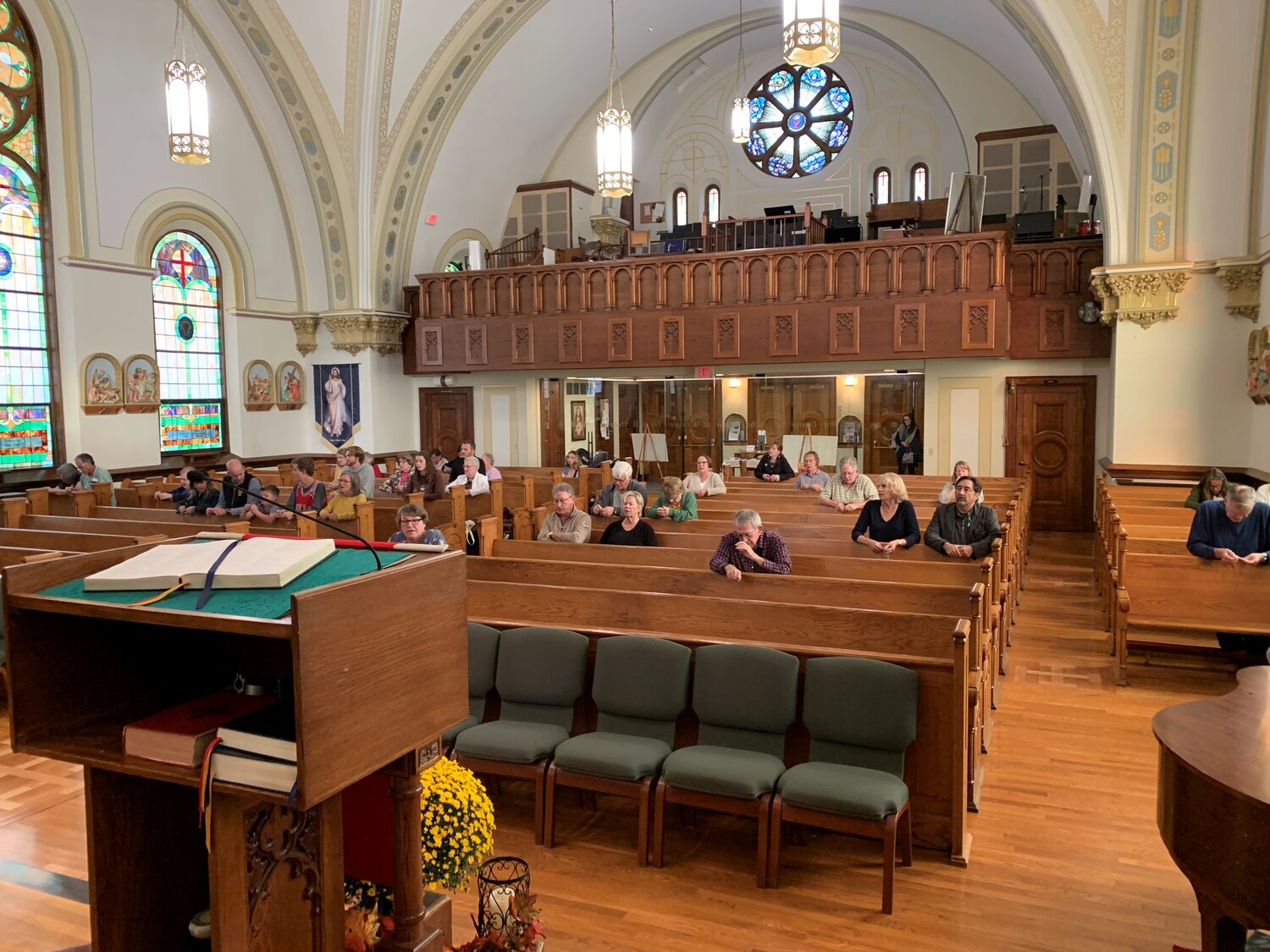 Parishioners of Sacred Heart in Columbia pray a midday Rosary for Peace the Sacred Heart Church the morning of Oct. 17.